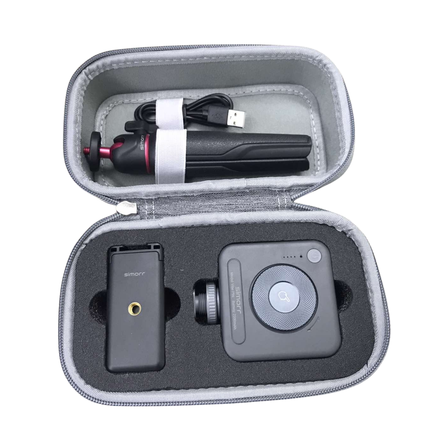 Simorr by SmallRig Vigor VK-30 Vlog Tripod Kit with Phone Clamp with Cold Shoe, Vibe P96 Video LED Light, Type-C Charging Cable, Ball Head with Adjustable Height for Smartphones (Black, White) | 3509B, 3596