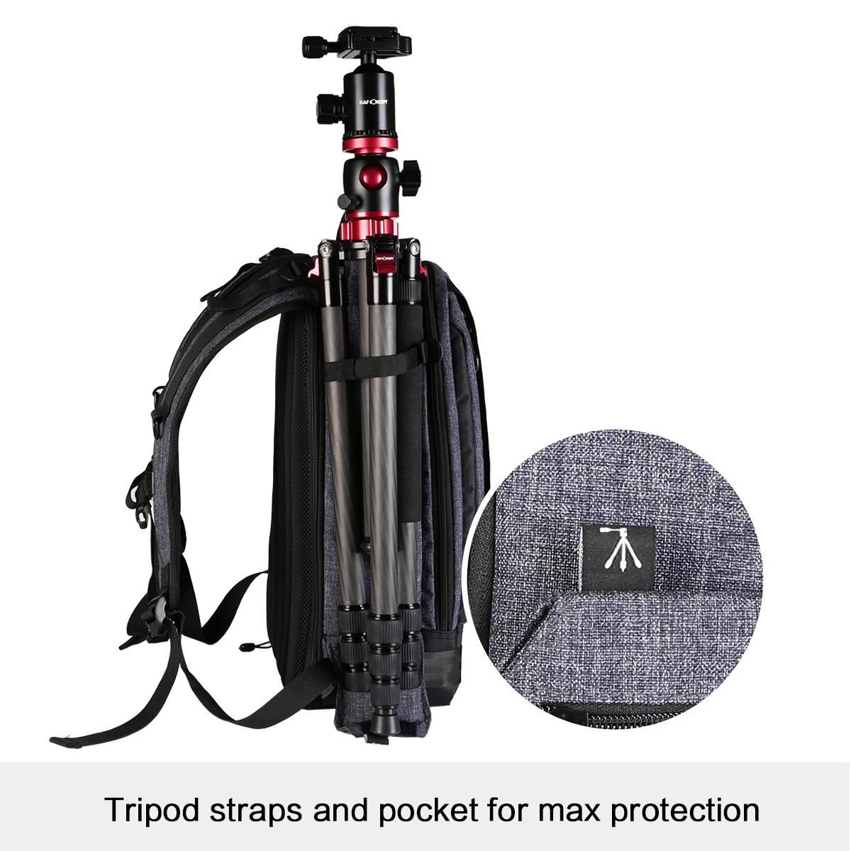 K&F Concept Large DSLR Camera Backpack Fit for Nikon Canon Camera & Laptop, Tripod for Travel Outdoors