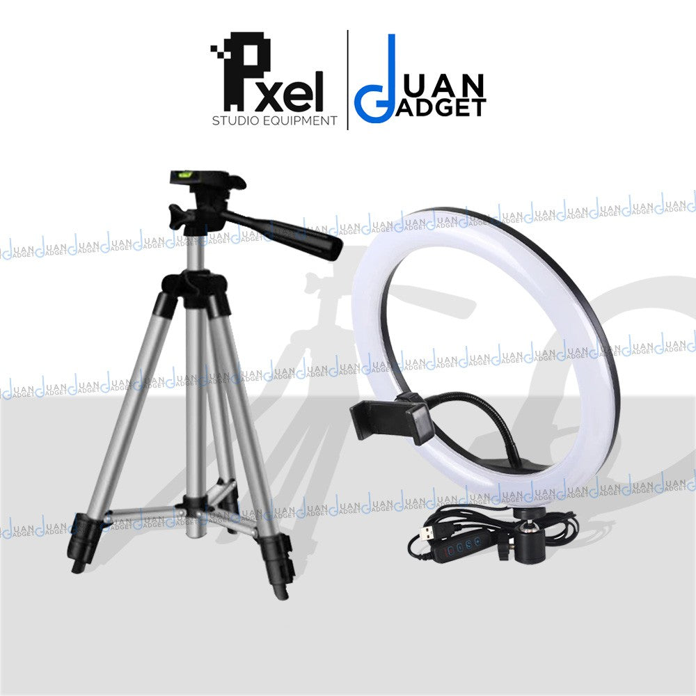 Pxel RK20 10-inch Bi-Color Ring Light USB Interface with 65cm Tabletop Tripod