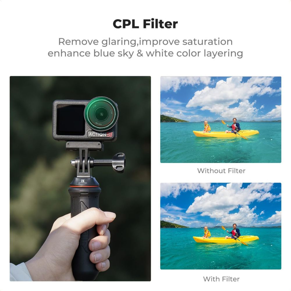 K&F Concept Nano-X Series 2 in 1 Hybrid ND8 / 16 / 32 / 64 / 256 / 1000 + CPL Neutral Density Circular Polarizing Lens Filter Kit Set for DJI Osmo Action 4 5 PRO Action Sports Camera w/ 3-10 Stops, Anti Glare, Multi Layer Coated AGC Glass