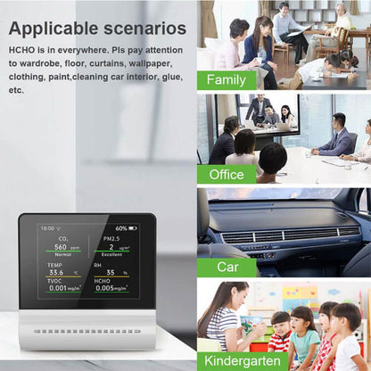 NOYAFA JMS16 Indoor Air Quality & Pollution Alert Digital Monitor with Touch Screen Display & Rechargeable Battery for Home, Hotel, Office, School & Car Interior