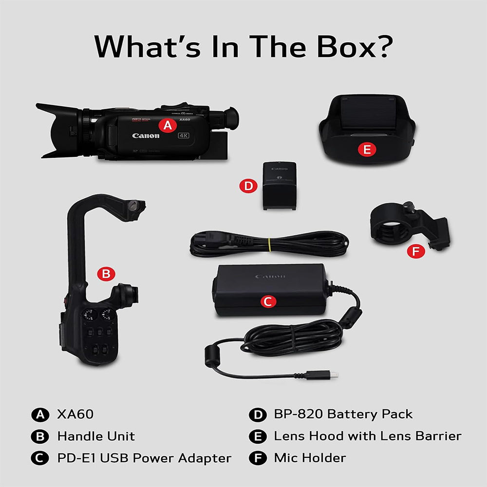 Canon XA60 Professiol Compact 4K UHD Camcorder with 20x Optical Zoom Lens Video Camera - 1/2.3" CMOS Sensor, DIGIC DV6, XLR Audio Termils, 5-Axis Stabilization, Hybrid Auto Focus, and UVC for Live Streaming, Recording, Broadcast