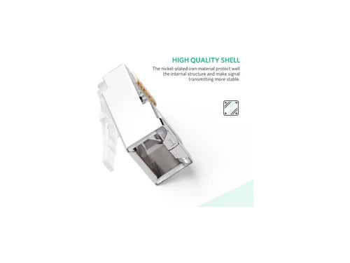 UGREEN CAT6 Shielding Crystal Head RJ45 Ethernet Network Adapter Crimp Connector (10 Pieces) | 20333