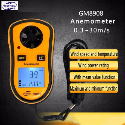 Benetech GM8908 Digital Wind Speed Anemometer with Wind Chill Temperature Thermometer Function