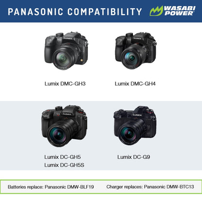 Wasabi Power Battery DMW-BLF19 BLF19 (2-Pack) and Dual Charger for Panasonic