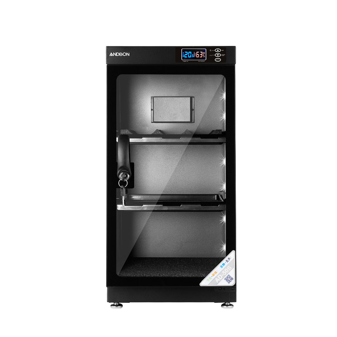 Andbon AD-50S, AD-50S-RM 50L Dry Cabinet Box Liters Digital LCD Display with Automatic Humidity Controller for Lens and Cameras (Black, Wooden)