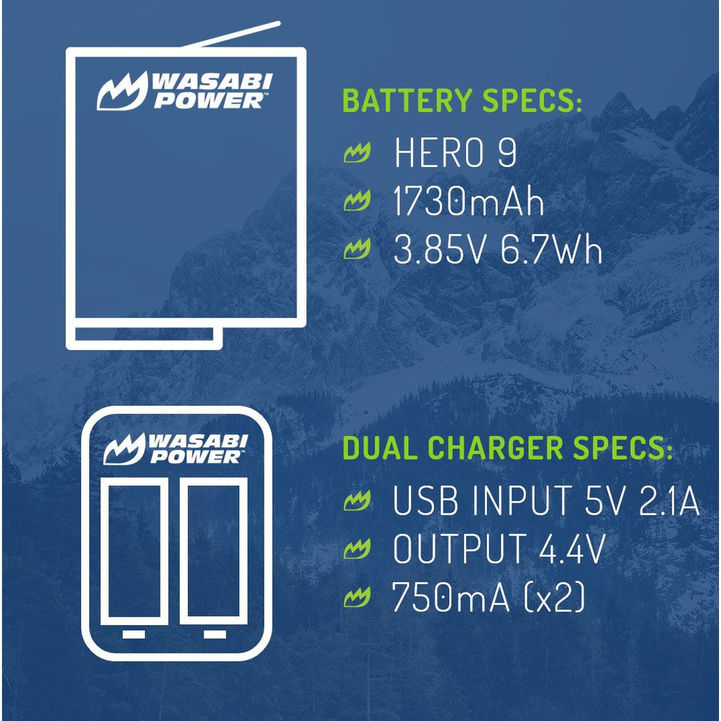 [CLEARANCE] Wasabi Power Battery for GoPro HERO9 and Dual USB Charger