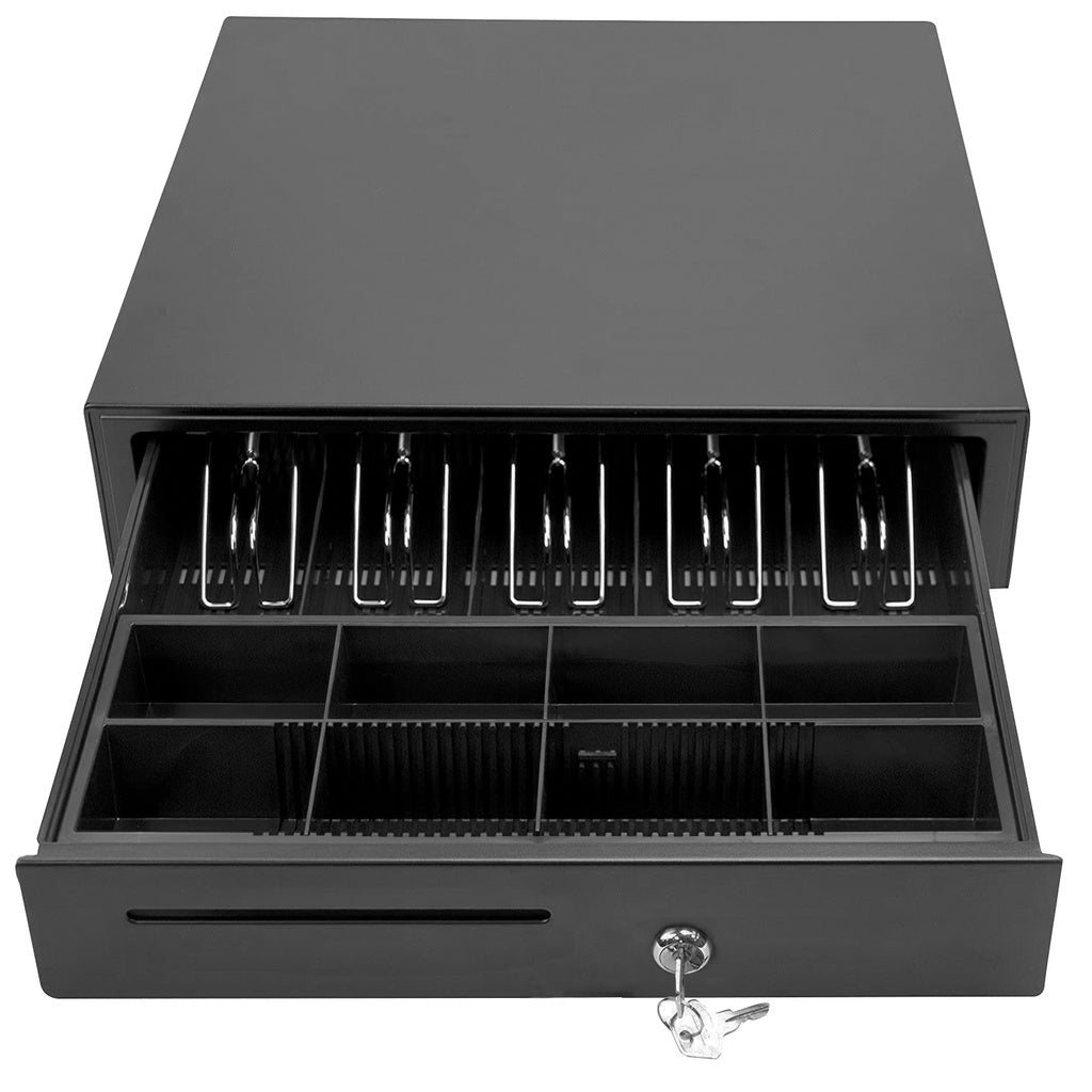 LogicOwl OJ-405E Cash Drawer Box for POS Safekeeping Grocery Store Shop Cashier Register | 5 bills 8 coins with 2 Keys