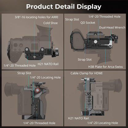 SmallRig Camera Cage Kit for Sony FX2 with Battery Plate, Rotating Top Handle & XLR Handle Extension