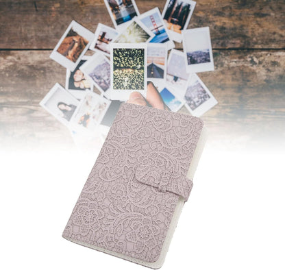 [CLEARANCE] Pikxi AM96-01 96 Pockets Elegant Carved Lace Style Photo Album with Slip On Latch for Fujifilm Instax Mini Instant Camera - Light Pink