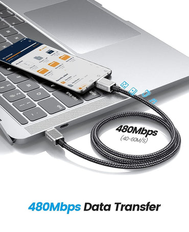 [CLEARANCE] ORICO GQZ60 (2m) USB Type C to USB Type C Fast Charging Data Cable 20V/3A PD 60W, 480Mbps Transmission Rate, Nylon-Braided Zinc Alloy for Type C Port Devices, Smartphones, Android, Tablet