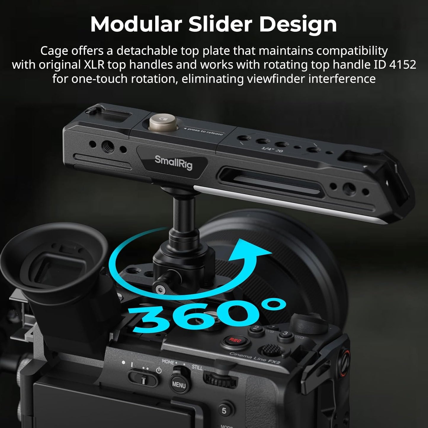 SmallRig Camera Cage Kit for Sony FX2 with Battery Plate, Rotating Top Handle & XLR Handle Extension