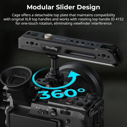 SmallRig Camera Cage Kit for Sony FX2 with Battery Plate, Rotating Top Handle & XLR Handle Extension