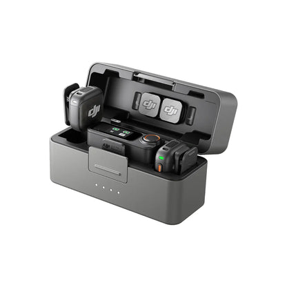 DJI Mic 3 / Mic 2 2TX + 1RX Wireless Microphone System 2 Person Lavalier Mic with Charging Case, Touchscreen Onboard Controls, Dual Band Wireless & Bluetooth Connection for Camera, Smartphone, Vlogging & Content Creation