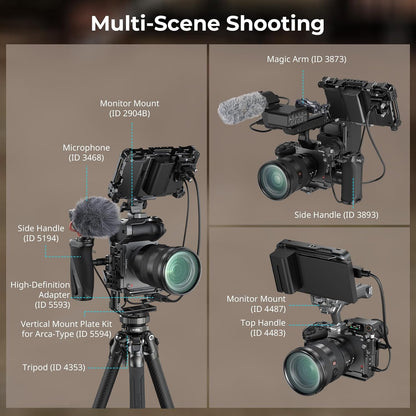 SmallRig Camera Cage Kit for Sony FX2 with Battery Plate, Rotating Top Handle & XLR Handle Extension