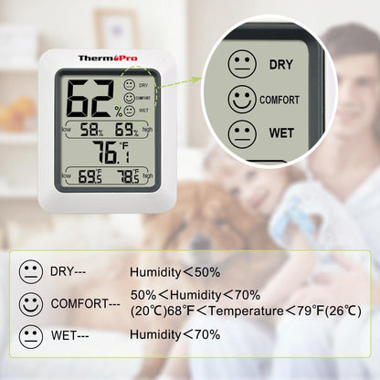 ThermoPro TP-50 Hygrometer Thermometer Indoor Humidity Monitor with Temperature Gauge Humidity Meter