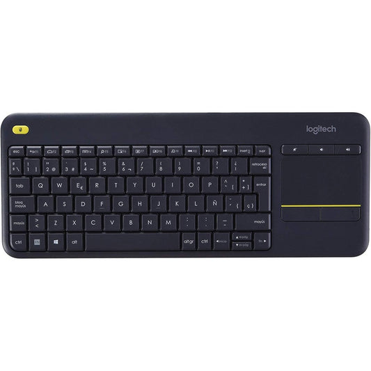 Logitech K400 Plus 2.4GHz Wireless Touch Keyboard with Built-In Multi-Touch Touchpad, Quiet Keys, and 10m Wireless Range for Computer, PC, TV, Phones, and Tablets