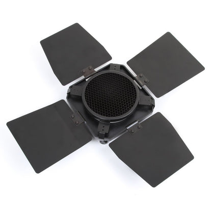 Pxel Universal Mount 3in1 Barn Door Honeycomb Grid & 4 Color Gel Filters Barndoor Kit