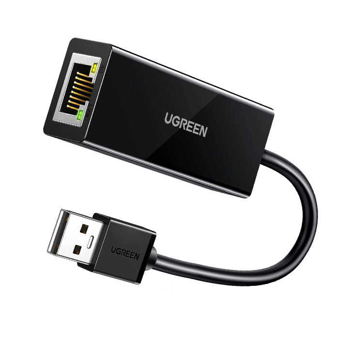UGREEN USB 2.0 to Ethernet Network Adapter RJ45 Female LAN 100Mbps Compatible with Nintendo Switch Wii U Chromebook Windows Mac (Black) | 20254