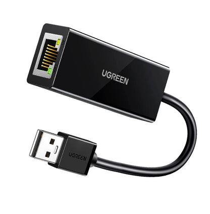 UGREEN USB 2.0 to Ethernet Network Adapter RJ45 Female LAN 100Mbps Compatible with Nintendo Switch Wii U Chromebook Windows Mac (Black) | 20254