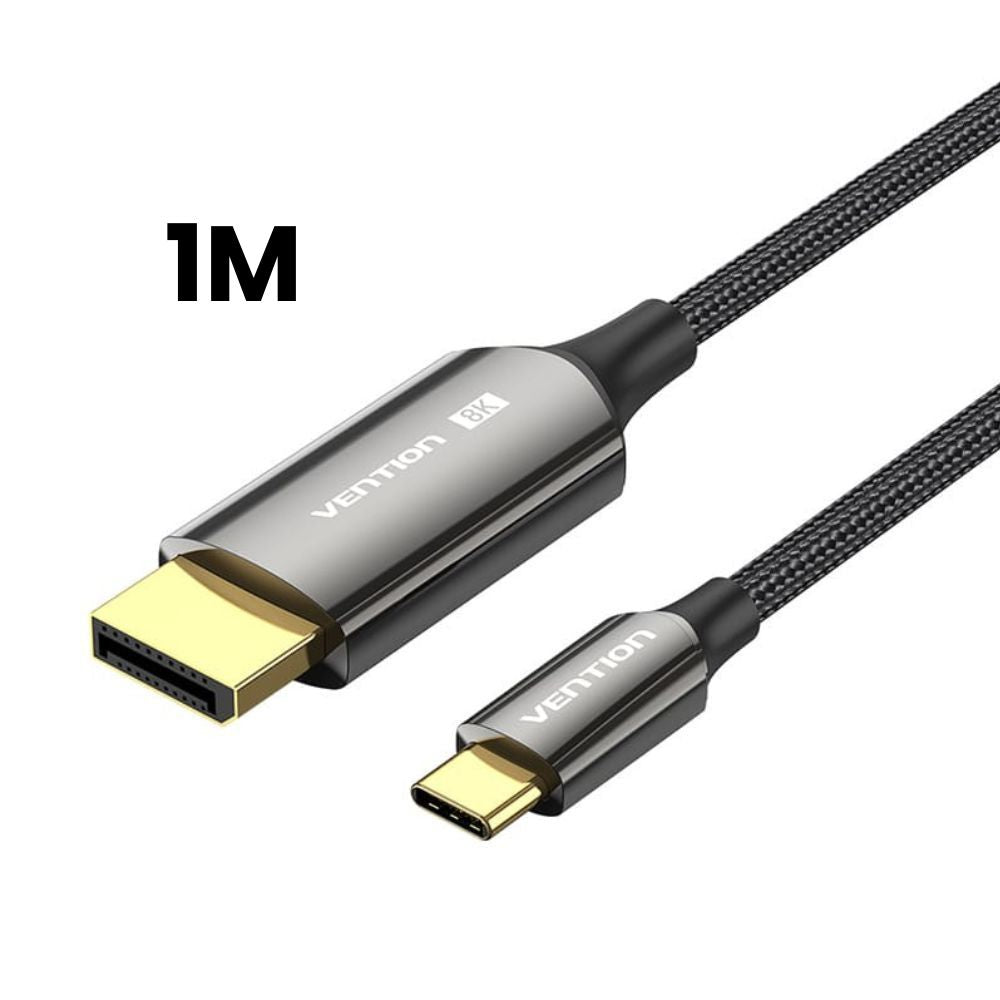 Vention 8K HDR Bi-Directional USB-C to DisplayPort Video Converter with Cotton Braided Cable and Gold Plated Connectors for Desktop Computer, Laptop to Smart TV, Projector, Monitor