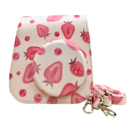 Pikxi BMP11 Fujifilm Instax Mini 11 Camera Leather Case Bag with Adjustable Shoulder Strap (Purple Cute Cat)
