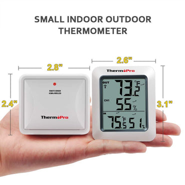 ThermoPro TP-60 Digital Hygrometer Indoor Outdoor Thermometer Humidity Monitor, with Temperature Gauge Meter, Wireless, 200ft/60m Range