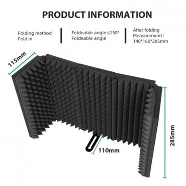 Maono Microphone Sound Isolation Shield Insulating Hood Portable Collapsible Foldable High Density Absorbing Foam Panel and Metal Back for Home Office, Studio, Podcasting, Vocalizing, Singing, Broadcasting | AU-S05 S05