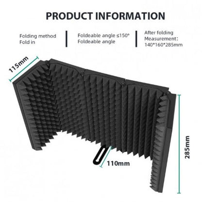 Maono Microphone Sound Isolation Shield Insulating Hood Portable Collapsible Foldable High Density Absorbing Foam Panel and Metal Back for Home Office, Studio, Podcasting, Vocalizing, Singing, Broadcasting | AU-S05 S05