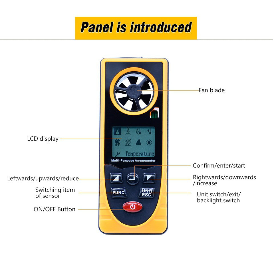[CLEARANCE] Benetech GM8910 Multifunctiol Digital Anemometer Eight functions, with backlight