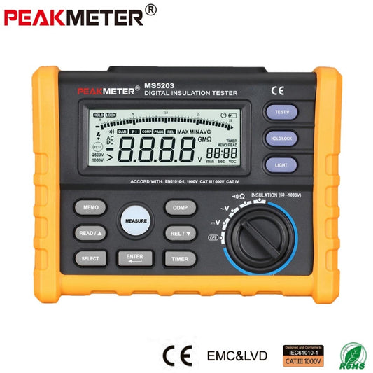 [CLEARANCE] PeakMeter MS5203 Analog and Digital 1000V Insulation Resistance Tester megger meter 0.01~10G Ohm with Multimeter