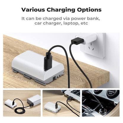 K&F Concept LP-E6NH LPE6NH (2-Pack) Fully Decoded 2600mAh Battery with USB Type-C Direct Fast Charging for Canon 5D Mark III Mark II, 5DS, 5DS R, 6D, 7D, 7D Mark II, 60D, 60Da, 70D, 80D, 90D, XC10, XC15 Digital Camera