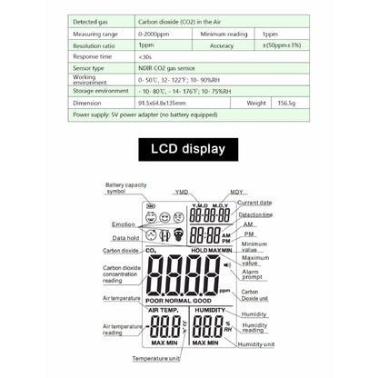 [CLEARANCE] Benetech GM8802 Portable Handheld Carbon Dioxide Detector Precision CO2 Meter High Quality Gas Detector Tester