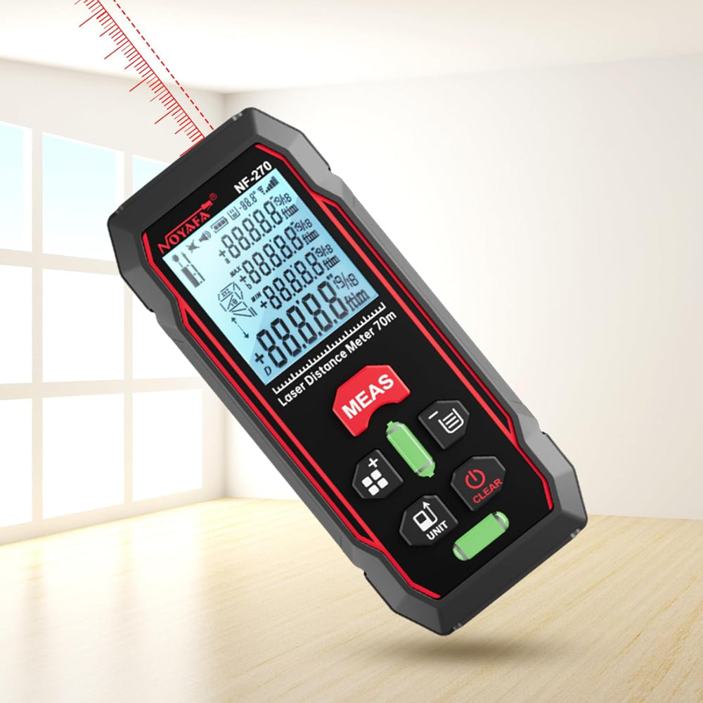 Noyafa NF-270 Laser Distance Meter Tool with 70M Measurement Range for Area Volume Distance, Single Multiple Continuous Mode, Dual High-Precision Level Bubbles - Home Improvement and Industrial Tools