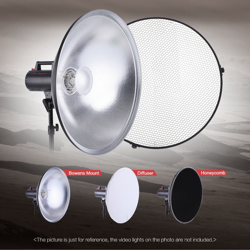 Pxel 550MM Beauty Dish Reflector with Honeycomb Grid Diffuser