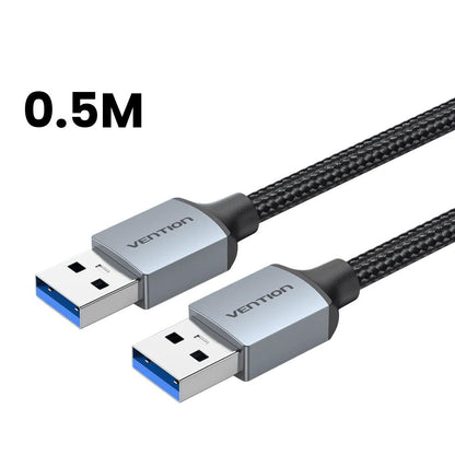 Vention 0.5M / 1M / 1.5M / 2M / 3M USB 3.0 A Male to USB A Male Cotton Braided Extension Cable with High-Speed 5Gbps Transfer Speed for Desktop Computer, Laptop, Smart TV, Webcam