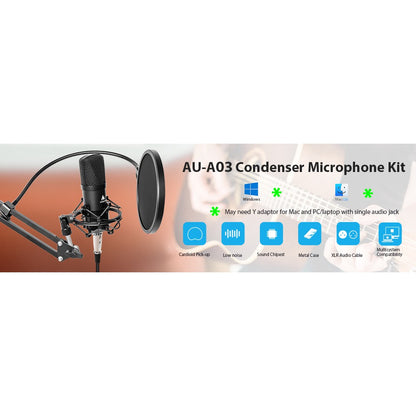 [CLEARANCE] Maono AU-A03 Condenser Podcast Studio Microphone with Boom Arm Kit for Youtube Recording and Vlog