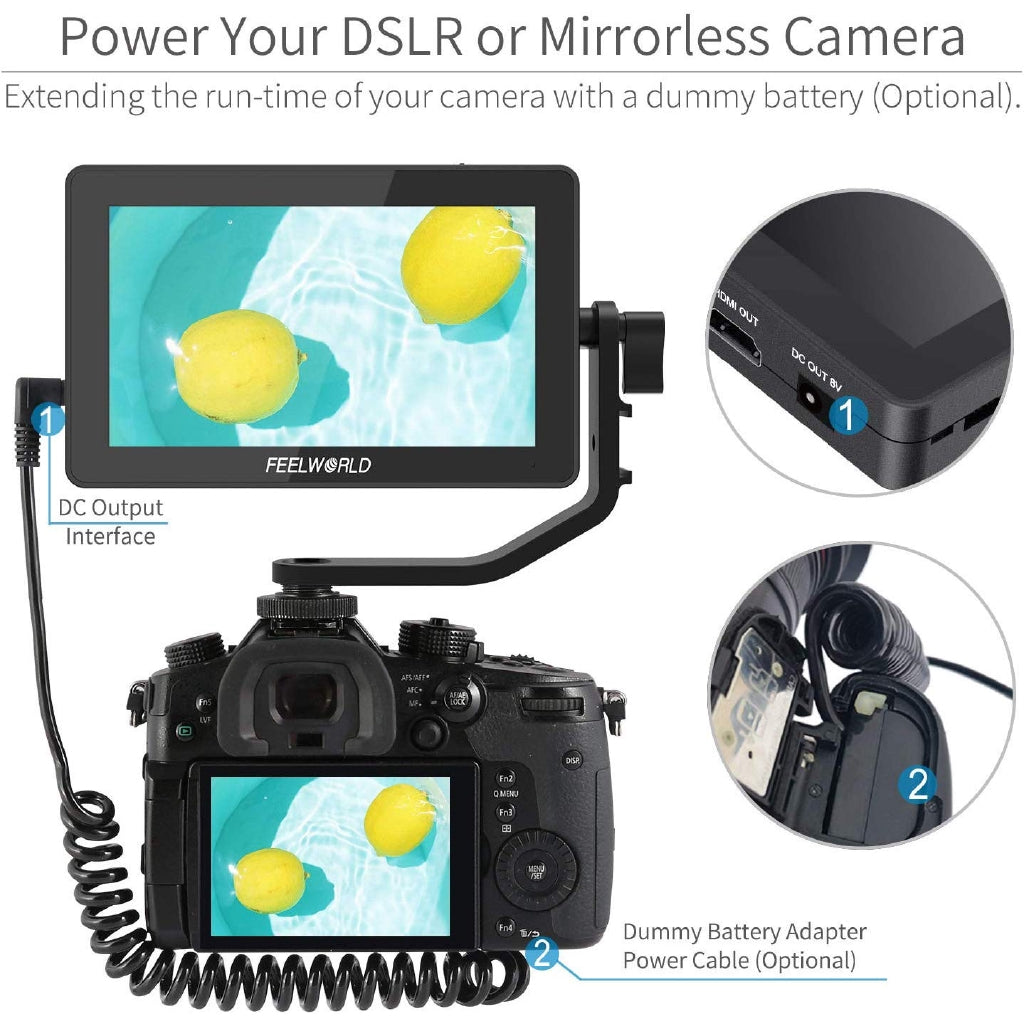 FEELWORLD F6 Plus 5.5 inch DSLR Camera Field Touch Screen Monitor with 3D Lut Small Full HD 1920x1080 IPS Video Peaking Focus Assist 4K HDMI 8.4V DC Input Output Include Tilt Arm