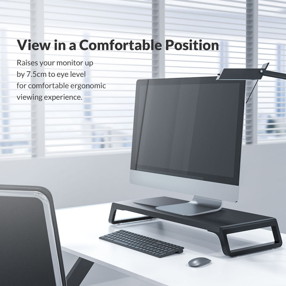 ORICO HSQ-M1 Solid Wood + ABS Monitor Riser Stand Organizer with 15Kg Max Payload Capacity for Desktop Monitors  Computer PC | Black, Wood Grain