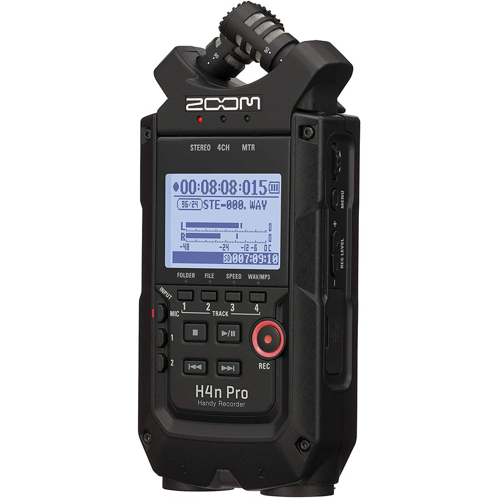 Zoom H4n Pro Black 4-Channel Handy Portable Recorder for Stereo Multitrack Music Recording Audio Video Podcasting