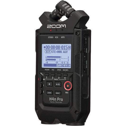 Zoom H4n Pro Black 4-Channel Handy Portable Recorder for Stereo Multitrack Music Recording Audio Video Podcasting