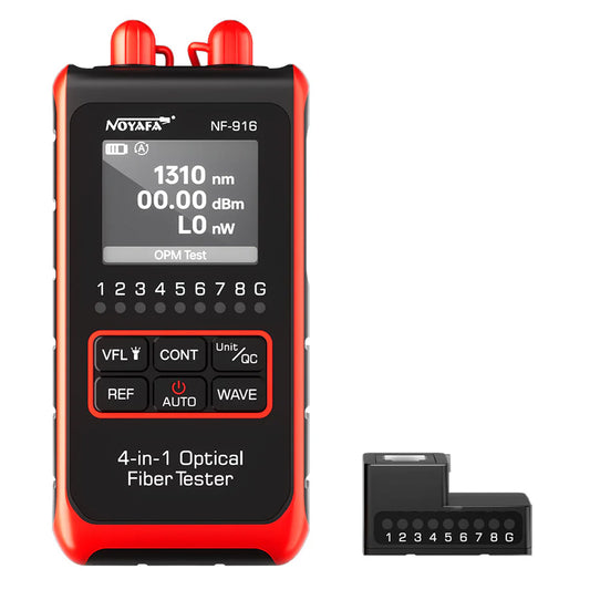 Noyafa NF-916 4-in-1 Optical Fiber Tester Power Meter with FC SC ST Interfaces, -60 to 8dBm Power Frequency Wavelength & RJ45 Network Connectivity for Home Improvement and Industrial Tools