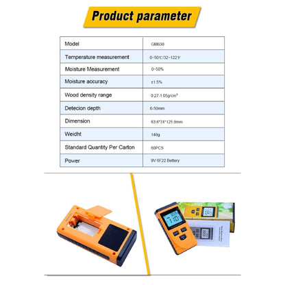 Benetech GM630 Inductive Wood Moisture Tester Digital LCD Display Induction Timber Moisture Temperature Tester