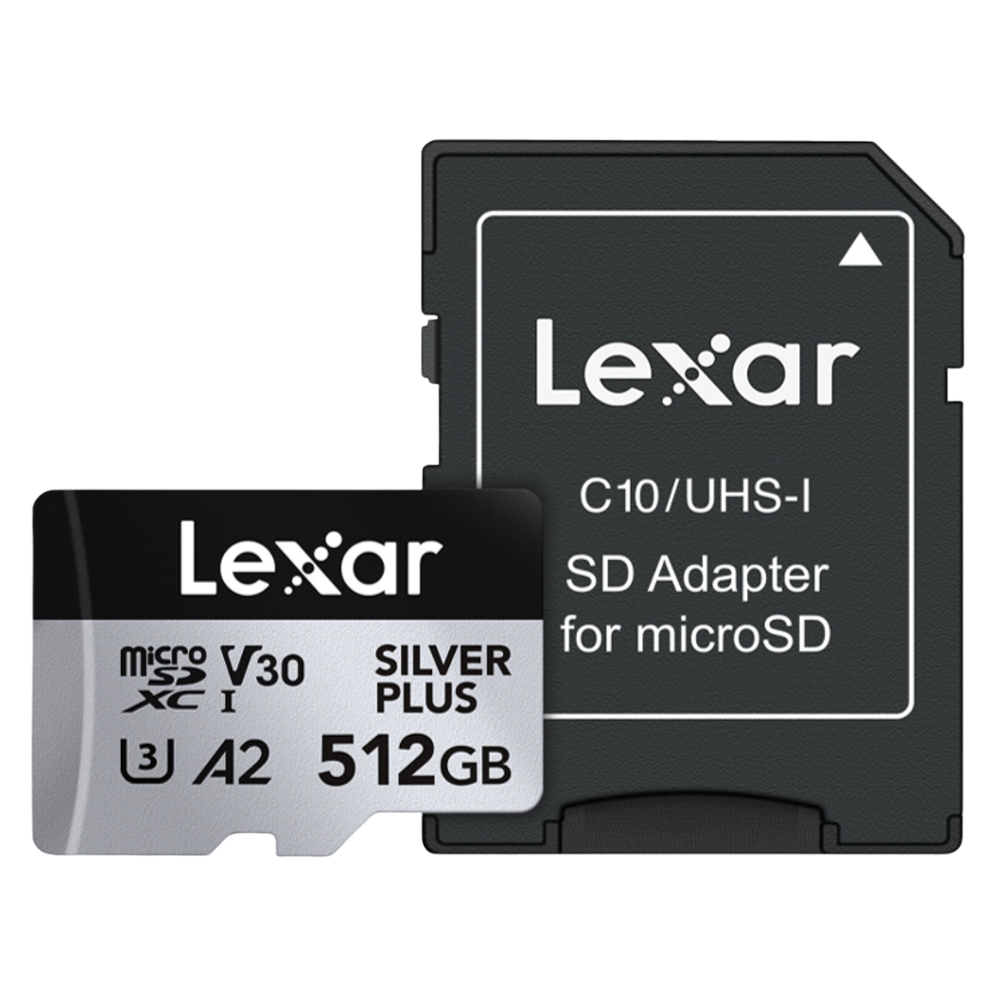 Lexar Professional SILVER PLUS microSDXC V30 A2 U3 UHS-I Memory Card | 512GB / 256GB / 128GB / 64GB