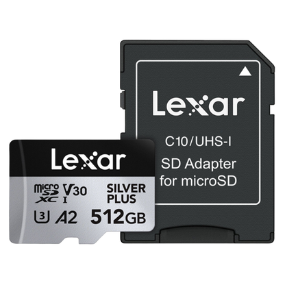Lexar Professional SILVER PLUS microSDXC V30 A2 U3 UHS-I Memory Card | 512GB / 256GB / 128GB / 64GB