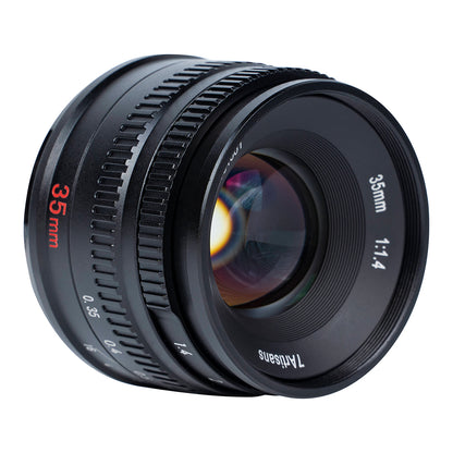 7Artisans 35mm F/1.4 APS-C Format M43 Micro Four Thirds Mount Compact Portrait Prime Lens MF Manual Focus for Mirrorless Cameras | Black Silver
