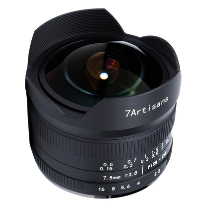 7Artisans 7.5mm F/2.8 Mark II APS-C Format Canon EOS-M EF-M Mount Ultra Wide Fisheye Prime Lens MF Manual Focus for Mirrorless Cameras