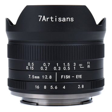 7Artisans 7.5mm F/2.8 Mark II APS-C Format Canon EOS-M EF-M Mount Ultra Wide Fisheye Prime Lens MF Manual Focus for Mirrorless Cameras