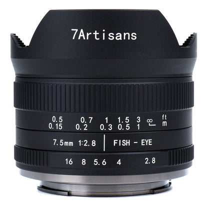 7Artisans 7.5mm F/2.8 Mark II APS-C Format Canon EOS-M EF-M Mount Ultra Wide Fisheye Prime Lens MF Manual Focus for Mirrorless Cameras