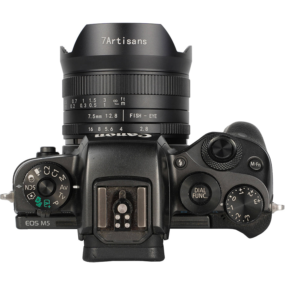7Artisans 7.5mm F/2.8 Mark II APS-C Format Canon EOS-M EF-M Mount Ultra Wide Fisheye Prime Lens MF Manual Focus for Mirrorless Cameras